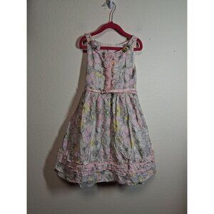 VTG Jillian's Closet Church Dress Summer Floral Boho Cottage Y2K Girls Sz 7 AL2